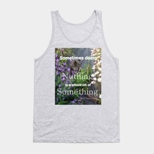 Tabby Cat Purple Flowers Doing Nothing Quote Tank Top